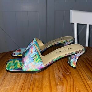 PARADE BRAND VINTAGE UNDER THE SEA HOLOGRAPHIC SLIDE HEELS SZ 8.5 NWOB